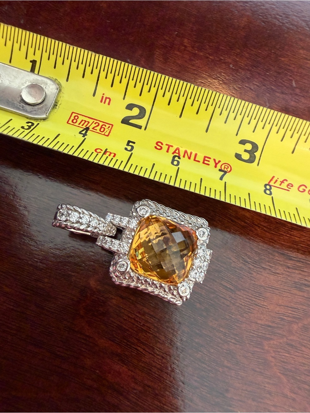judith ripka sterling silver citrine pendant - Picture 4 of 4
